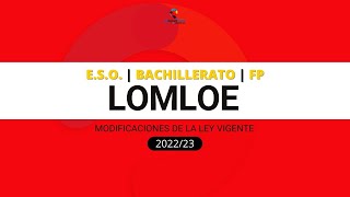 Modificaciones LOMLOE Oposiciones Secundaria y FP 2022 - 2023