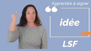 Signer IDEE (idée) en LSF (langue des signes française). Apprendre la LSF par configuration