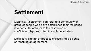 Settlement Meaning