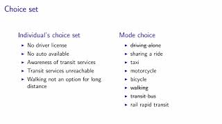 5.1.1 Derivation of the logit model: the choice set