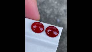 6.90 carats | Deep Red Carnelian Stone Pair Cabochon Cut from India #red #gemstone