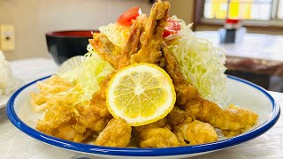 電車が見える！横浜鶴見レトロな洋食店〝レストランばーく〟の昔ながらの『エビの唐揚げ』-！- #Shorts