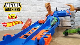 Hot Wheels Drag Race with Zuru Metal Machines 4 LANE RAPTOR ATTACK elimination race review