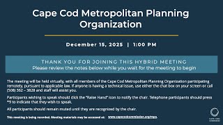 Cape Cod Metropolitan Planning Organization Meeting, 12/15/2025