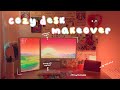 🌤 cozy desk makeover/setup // aesthetic + ergonomic, diy clay coaster, pinterest inspired