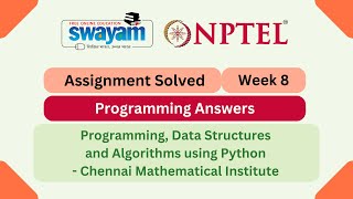Programming, Data Structures And Algorithms Using Python Week 8 || NPTEL 2025 #nptel #myswayam