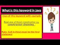 what is this keyword in java in hindi | constructor chaining in java | this keyword with example
