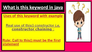 what is this keyword in java in hindi | constructor chaining in java | this keyword with example