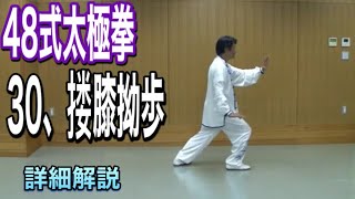 ４８式太極拳　３０、搂膝拗歩【ロウシィアォブ】詳細解説（日本語字幕付き）