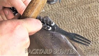 Forging a Butterfly Knife Style Folding Fork Out of Rebar Upcycle