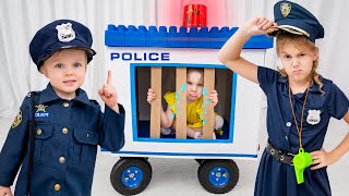 Five Kids Сatch a thief in a police car + more Children's Songs and Videos