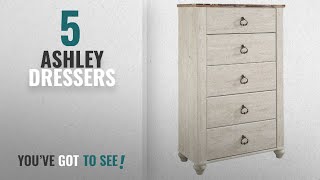 Top 10 Ashley Dressers [2018]: Ashley Furniture Signature Design - Willowton Chest of Drawers -