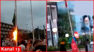 The flag of South Azerbaijan was RAISED instead of the flag of Iran lowered in Tabriz