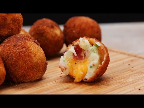 Recipe for Cheesy Bacon Mashed Potato Balls & Spiced Rum-Fashioned from Tasty