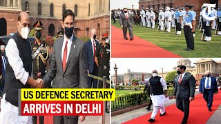 Defence Minister Rajnath Singh welcomes US Defence Secretary Mark Esper