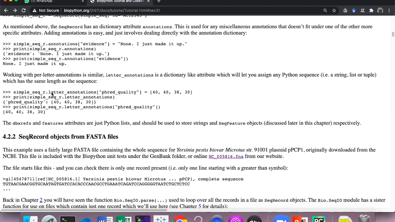 Biopython Sequence Annotation Object Sequence Feature And Location