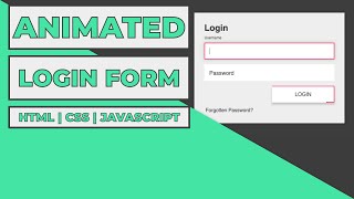 Animated Login Form Using HTML, CSS & Javascript tutorial