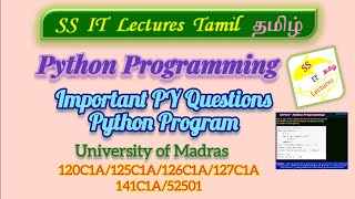 Python Programming Important Questions Madras University, Program#pythonprogramming #python#trending
