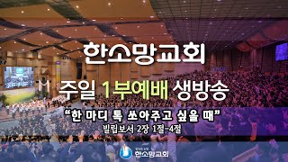 2022년 10월 30일 한소망교회 주일 1부 예배 생방송