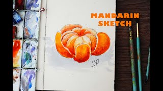 HOW TO PAINT MANDARIN in 12 MINUTES / EASY WATERCOLOR SKETCH