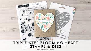 Triple-Step Blooming Heart Thinking of You card