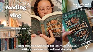 reading vlog 📖🪴 *spoiler free*: the inheritance games, setting up my book cart, book shopping