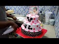 స్ట్రాబెర్రీ 3 స్టెప్ కేక్ how to make three tire cake kids cake