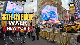 [4K] 8th Avenue Walk NYC — Midtown Manhattan Tour from 31st to 53rd Street (Full City Walk)