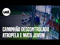 Caminhão descontrolado atropela e mata jovem no Paraná; vídeo mostra acidente