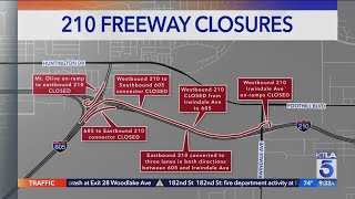210 Freeway project to close westbound lanes for 126 hours
