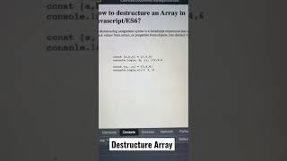 How to Destructure an Array in Javascript ? | Javascript Interview Question in Telugu