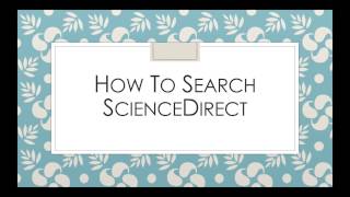 ScienceDirect Tutorial