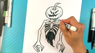 EASY How to Draw PUMPKIN KING - Halloween Drawings