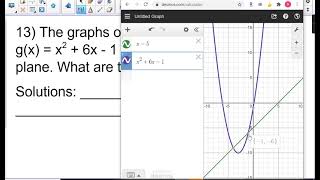 Points of Intersection of a Linear and Quadratic Function
