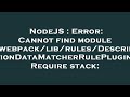 NodeJS : Error: Cannot find module 'webpack/lib/rules/DescriptionDataMatcherRulePlugin' Require stac