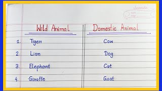 20 Wild Animals And  Domestic Animals Name In English | Handwriting