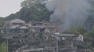 長崎市上小島で畑や小屋焼く火災