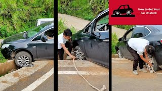 DIY TRICK TO REMOVE A CAR STUCK IN A DITCH | LIFE HACKS