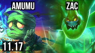 AMUMU vs ZAC (JUNGLE) | Rank 3 Amumu, 2.6M mastery, 1300+ games, 6/2/7 | BR Master | v11.17