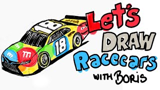 Draw Race Cars with Boris from Joe Gibbs Racing: Ep 2 Kyle Bush M&M's Camry and Daytona Speedway