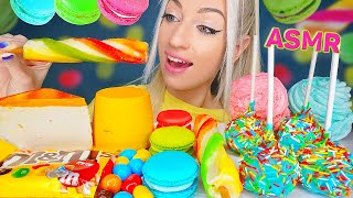 ASMR EATING RAINBOW DESSERTS, ICE CREAM, M\u0026Ms, BUBBLE TEA, 무지개 먹방, 컬러 먹방 (MOUSSE CAKE) MUKBANG 먹방