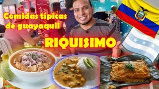 Probando comida típica de GUAYAQUIL - ECUADOR EC - El pez volador, ENCEBOLLADO, GUATITA, BOLLO