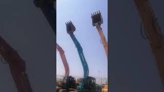 3 colorful excavators side by side, Hyundai, Hitachi and Sunward #Excavator