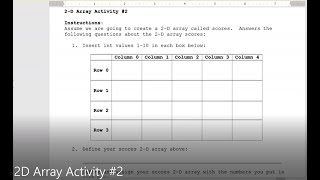 JAVA - Lesson #97 - APCSA - 2D Array Activity #2