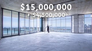 INSANE VIEWS!! $15 Million FULL FLOOR Raw Penthouse \u0026 $4.5 Million Half Floor Unit in Elysee Miami