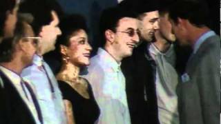 Beatles Ringo Starr and George Harrison meet Princess Diana at the Prince's Trust concert