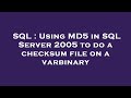 SQL : Using MD5 in SQL Server 2005 to do a checksum file on a varbinary