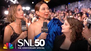 Kristen Wiig, Maya Rudolph and Rachel Dratch at SNL50: The Red Carpet | NBC