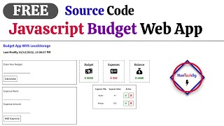 Create Javascript Budget App With HTML CSS Localstorage & FREE Source Code By NonTechBg |
