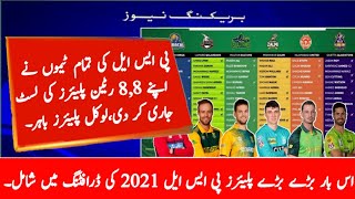 PSL 2021 All Teams Retain Players List | HBL PSL 2021 All Teams Retain Players List @MubashirSports